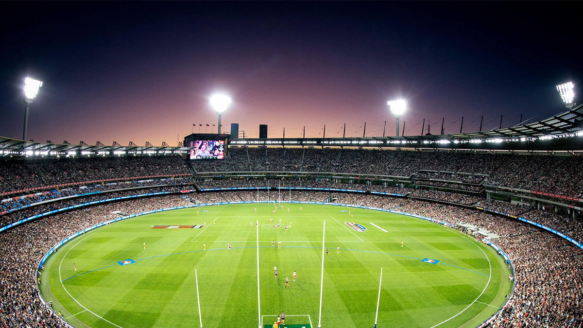 View of Round 1 AFL action at the MCG. Photo: @MCG
