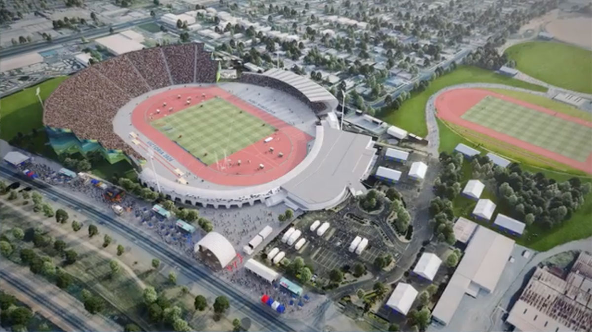 Artist impression of Eureka Stadium during the 2026 Commonwealth Games