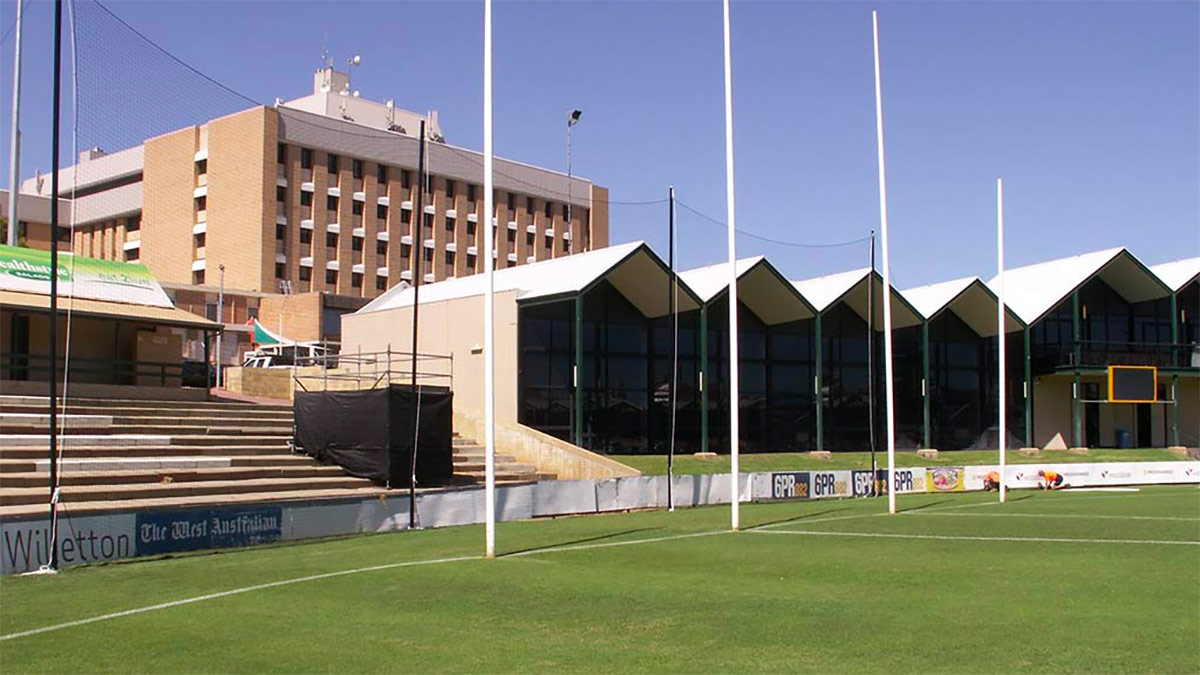 View of the former Dockers building at Fremantle Oval
