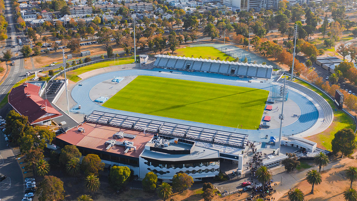 Aerial view of Lakeside Stadium