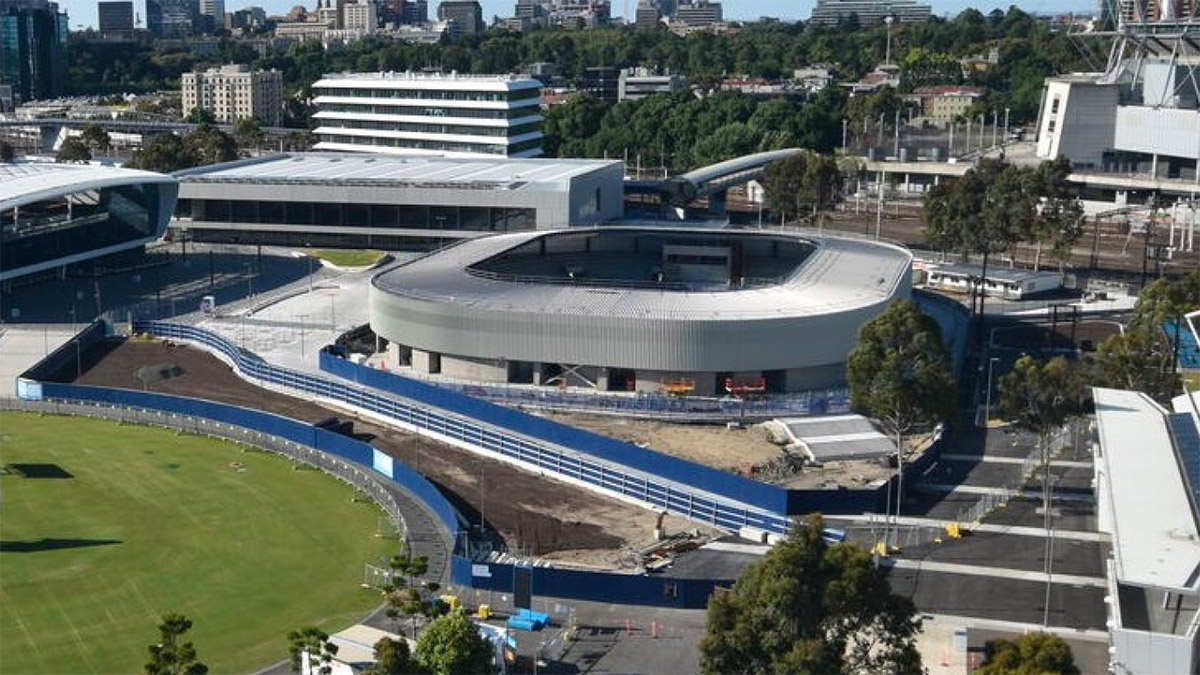 View of the new Show Court Arena under construction at Melbourne Park