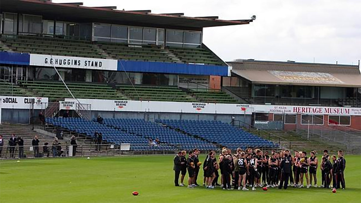 The soon-to-be-demolished grandstands at Moorabbin