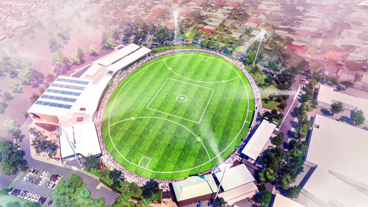 View of the proposed Crows headquarters at Thebarton Oval