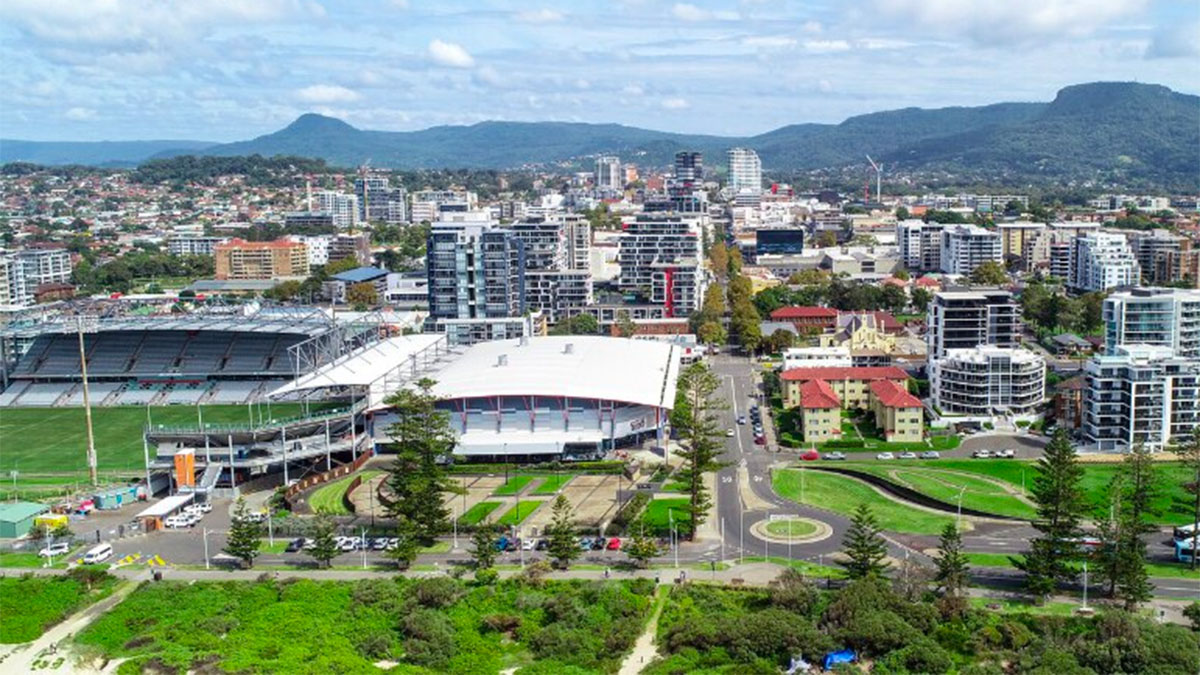 Aerial view of the Illawarra Sports and Entertainment Precinct