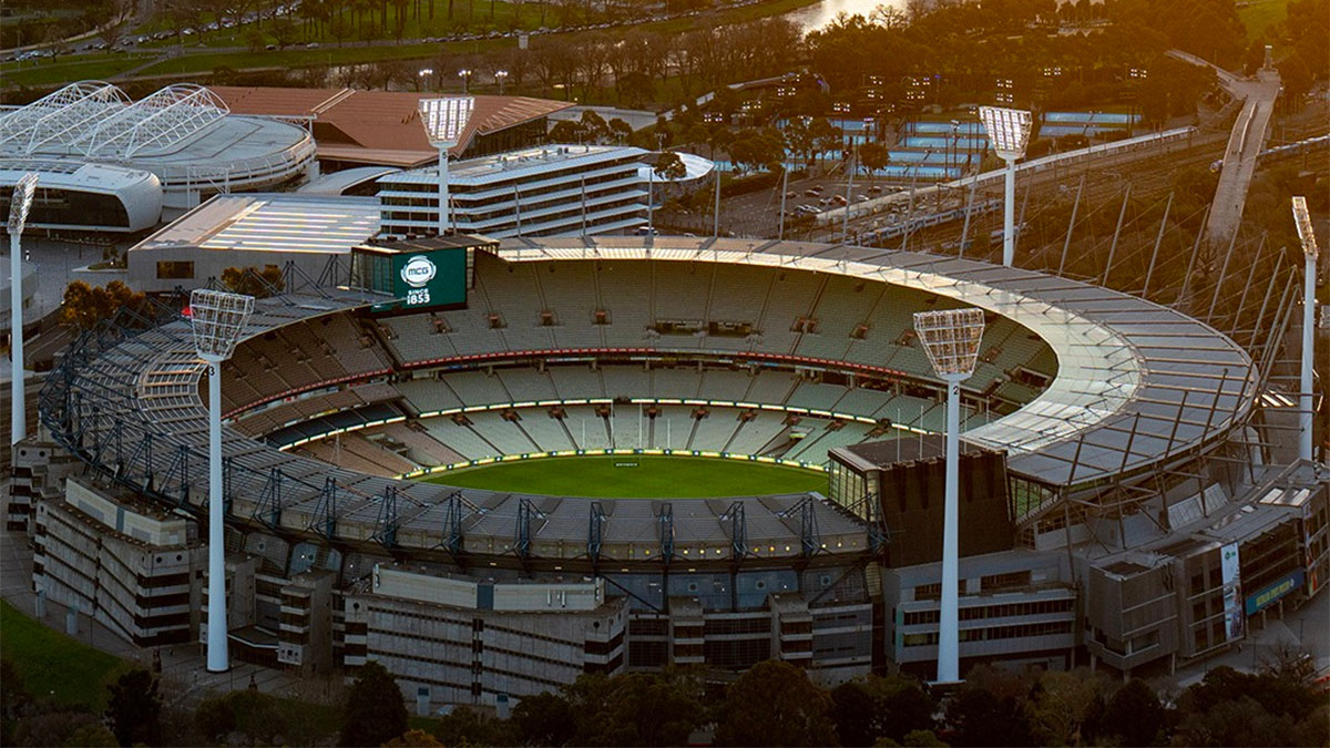 Aerial view of the MCG during the 2023 AFL season. Photo: @MCG