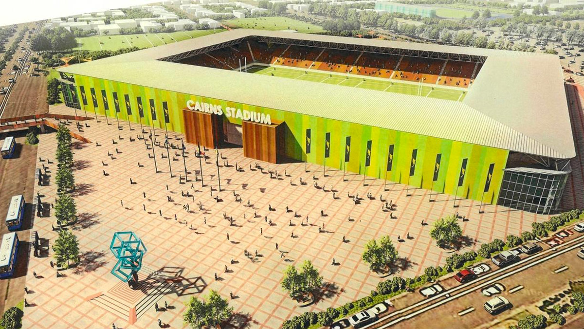 Concept plan for a new 20,000-seat Cairns Stadium. Image: Gordon Gould Ipson Architects