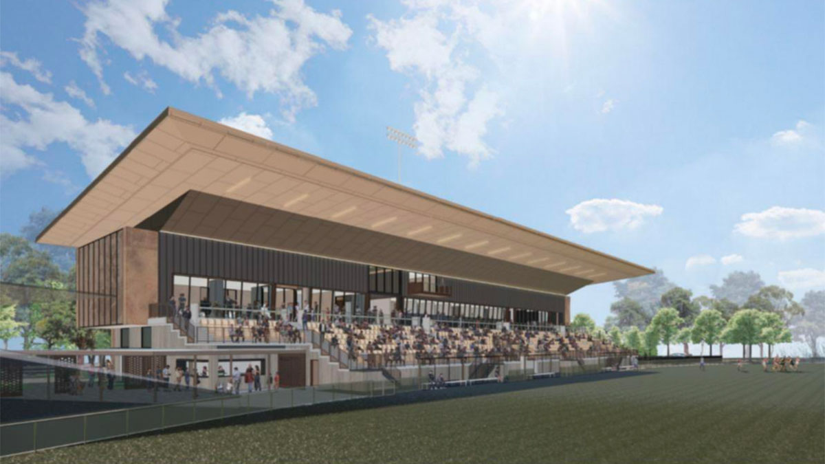 Artist impression of the new grandstand at Hands Oval