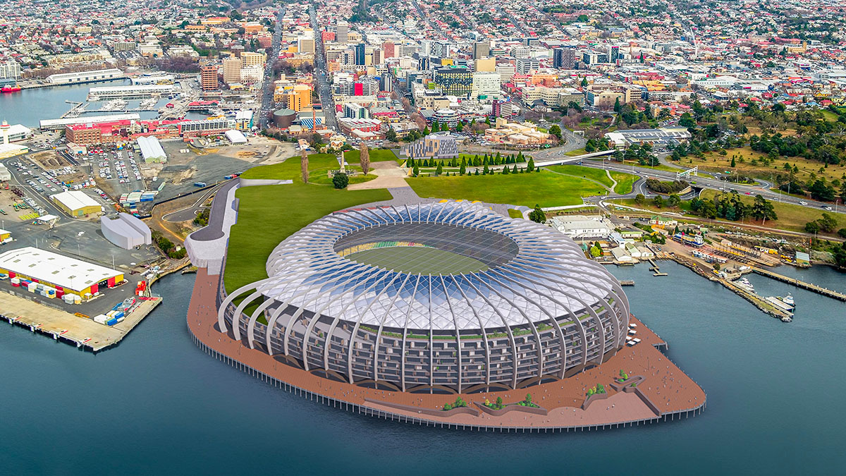 Concept image of the alternate design proposed for Hobart AFL Stadium