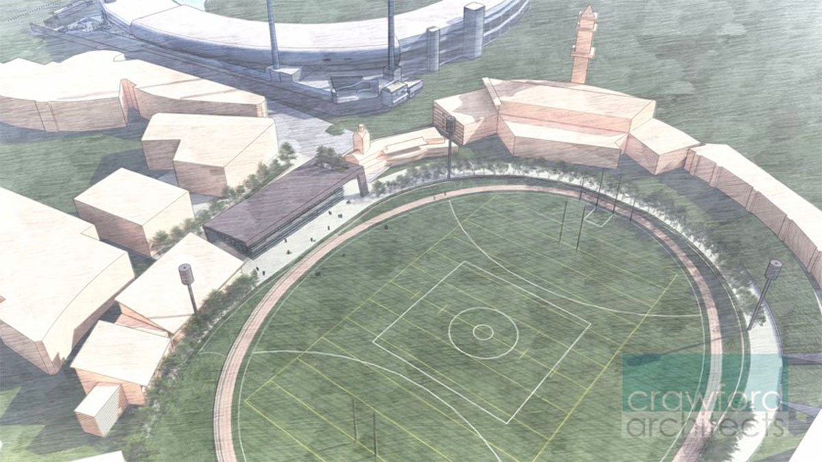 Artist impression of the redeveloped Showring Oval at Moore Park
